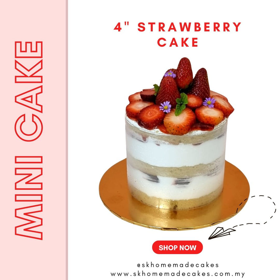 4" Mini Strawberry Shortcake - Whole Cake (Available Daily) - SK Homemade Cakes---
