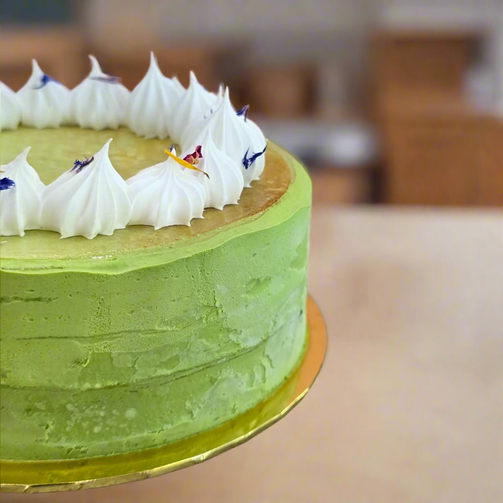 15cm Niko Neko Ajisai 2.0 Matcha Mille Crepe - Whole Cake (5 days Pre - order) - SK Homemade Cakes