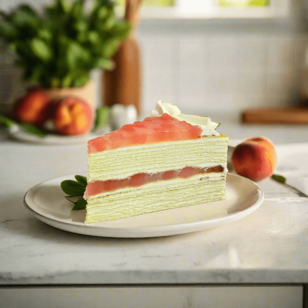 1pc White Peach Oolong Mille Crepes - Slice Cake (Available Daily) - SK Homemade Cakes