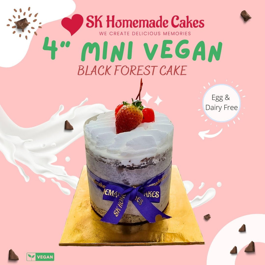 4" Mini Vegan Black Forest - Whole Cake (Available Daily) - SK Homemade Cakes-Mini 4"--