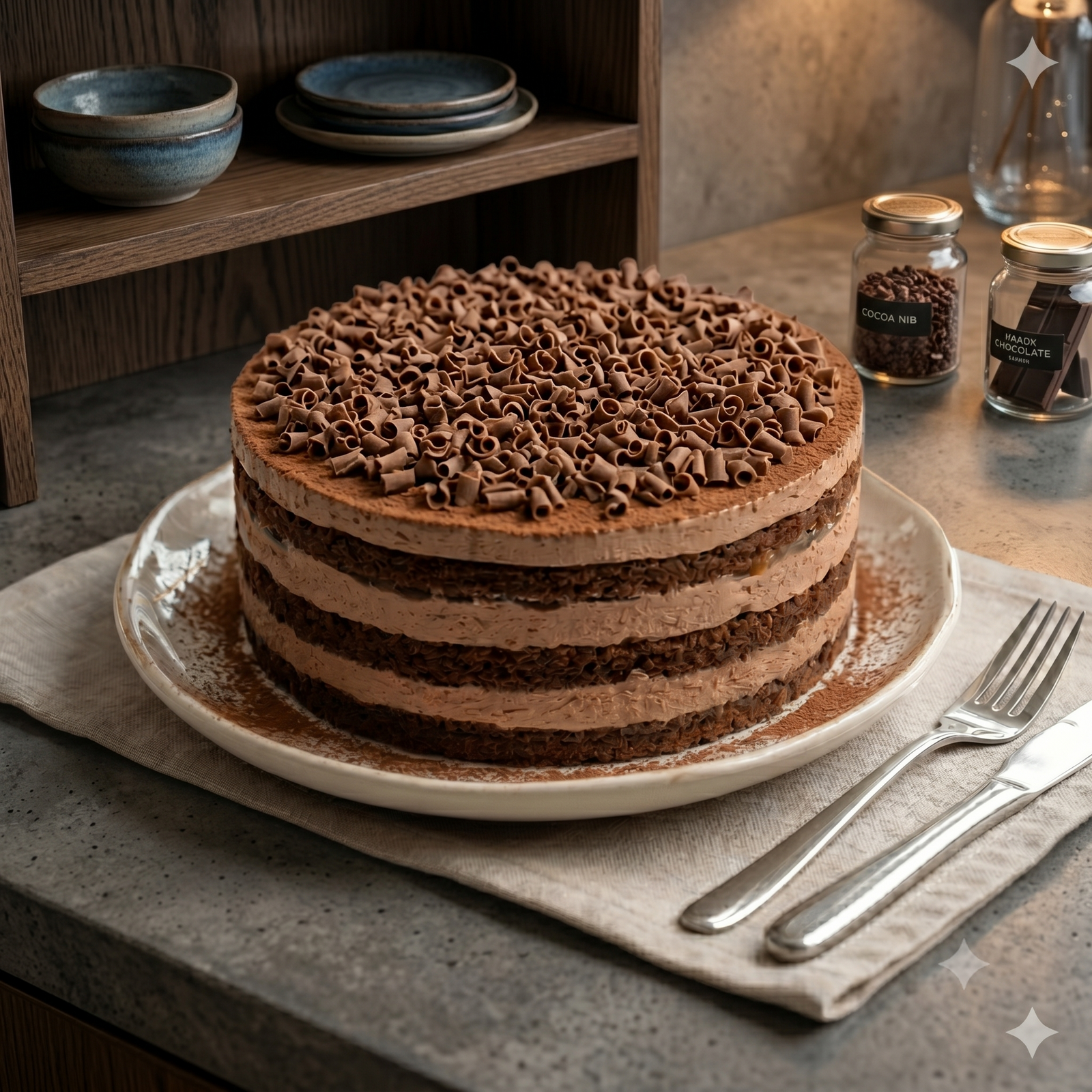 A rich, deep dark Gluten-Free and Dairy-Free Santo Tomas 70% Chocolate Cake coated in smooth plant-based ganache, proudly made by Penang local bakery.