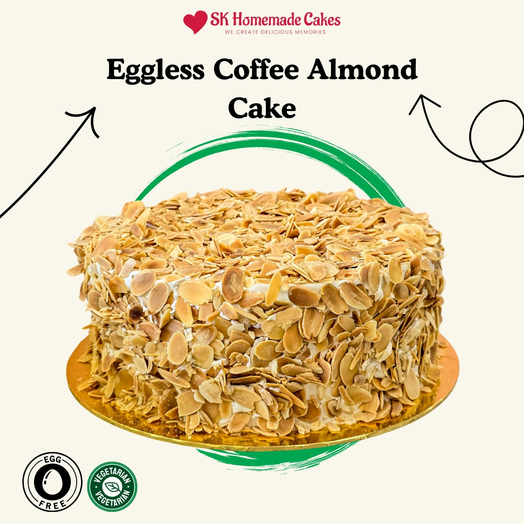 Eggless Coffee Almond Cake - 15cm Whole Cake (Available Daily)