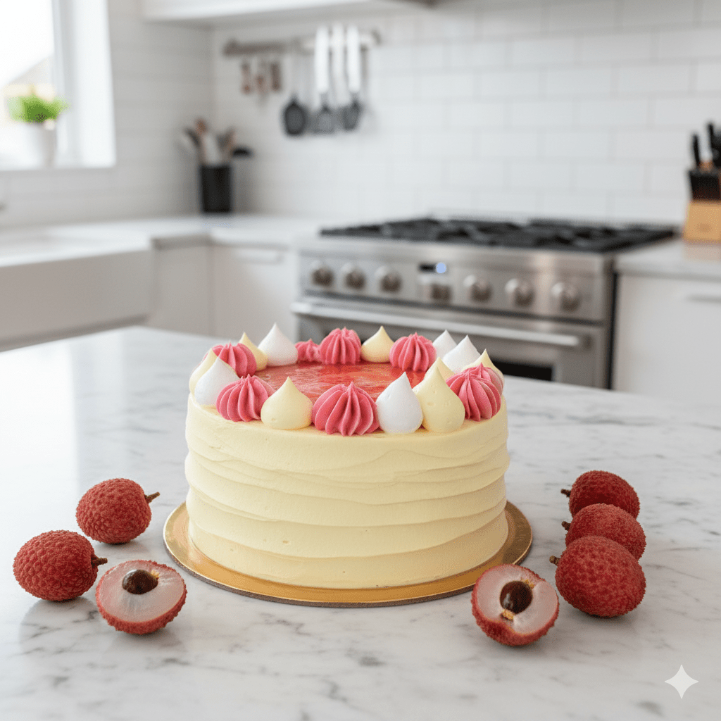 Eggless Lychee Rose Cake - Whole Cake (Available Daily) - SK Homemade Cakes