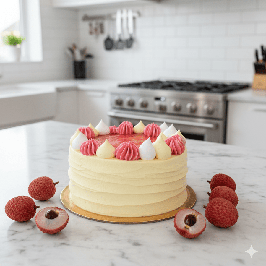 Eggless Lychee Rose Cake - Whole Cake (Available Daily) - SK Homemade Cakes
