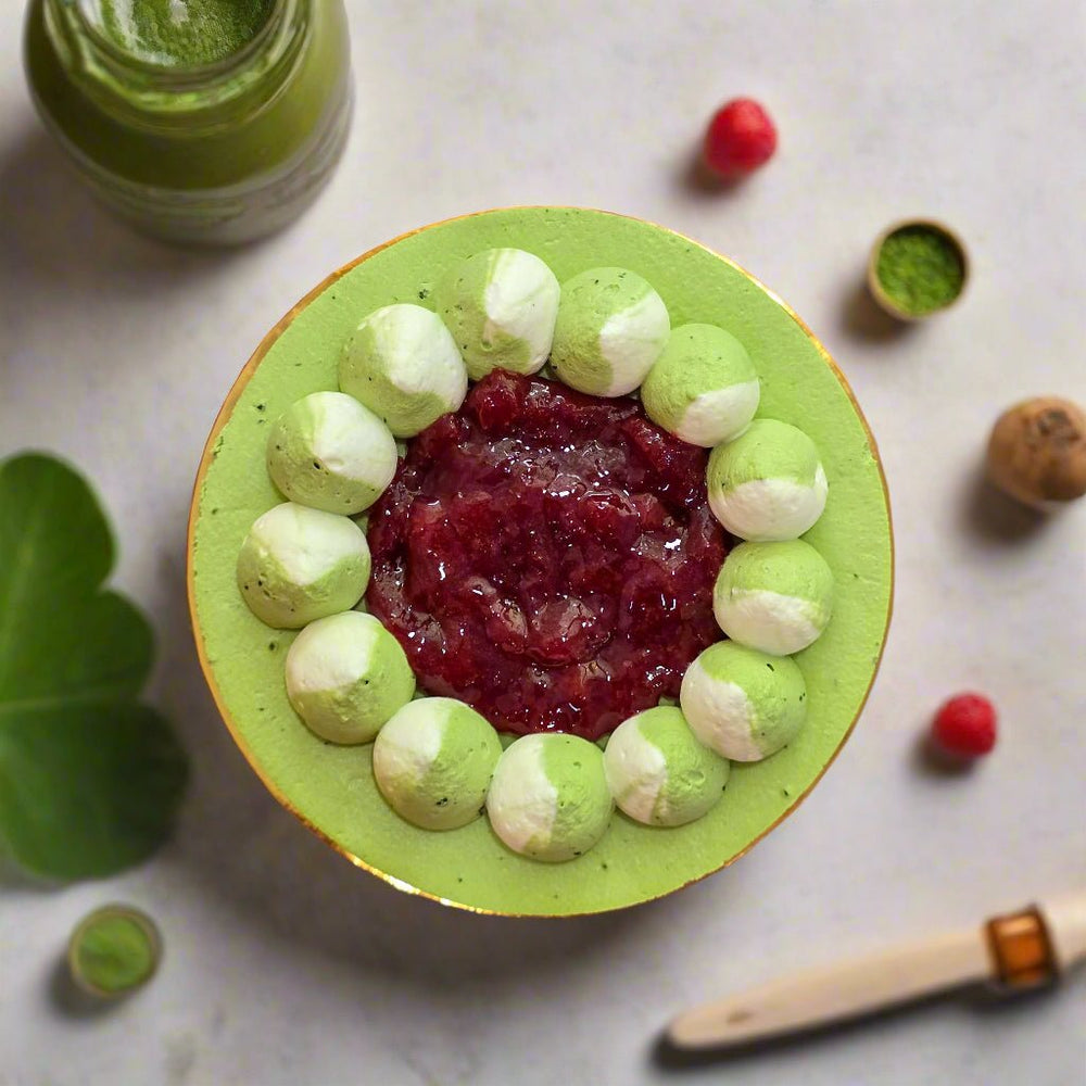 Eggless Matcha Strawberry Cake - Whole Cake (5 - days Pre - order) - SK Homemade Cakes