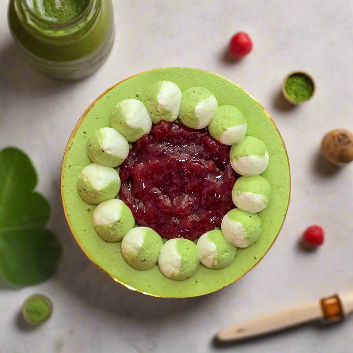 Eggless Matcha Strawberry Cake - Whole Cake (5 - days Pre - order) - SK Homemade Cakes