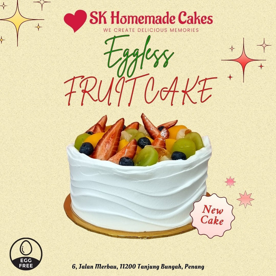Eggless Mixed Fruit Cake - 20cm Whole Cake (Available Daily) - SK Homemade Cakes-Medium 20cm--