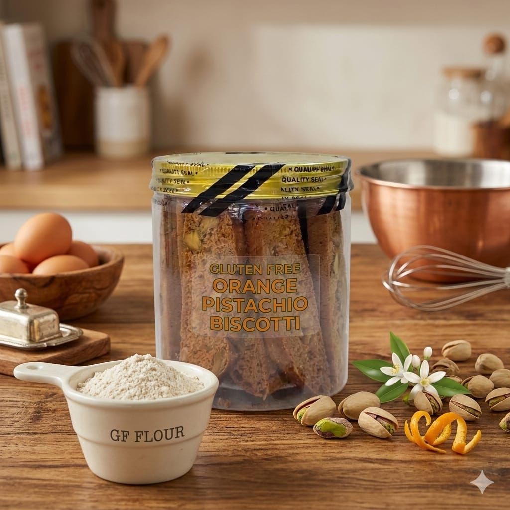 Gluten Free Pistachio Orange Biscotti - (Available Daily) - SK Homemade Cakes