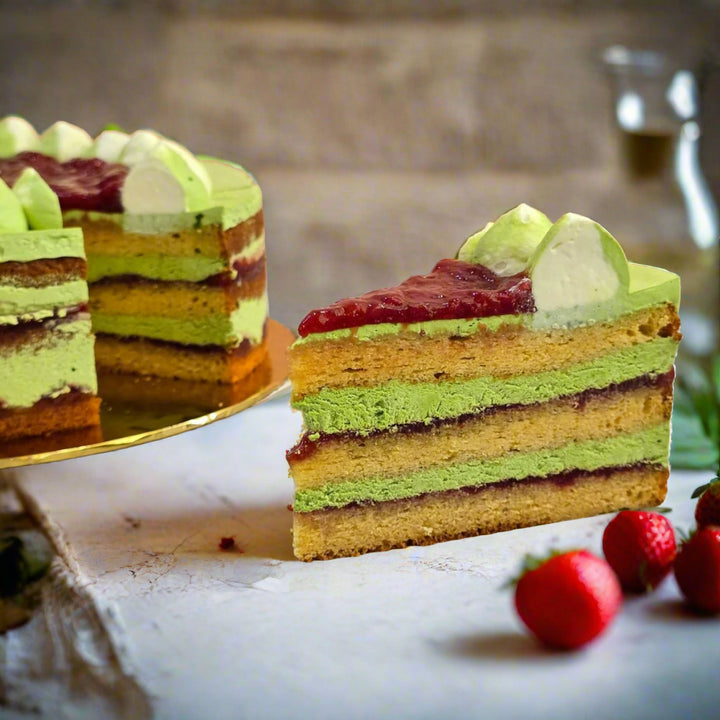 Keto Ajisai Matcha Strawberry Cake 15cm (Sugar Free & Gluten Free) - Whole Cake (Available Daily) - SK Homemade Cakes