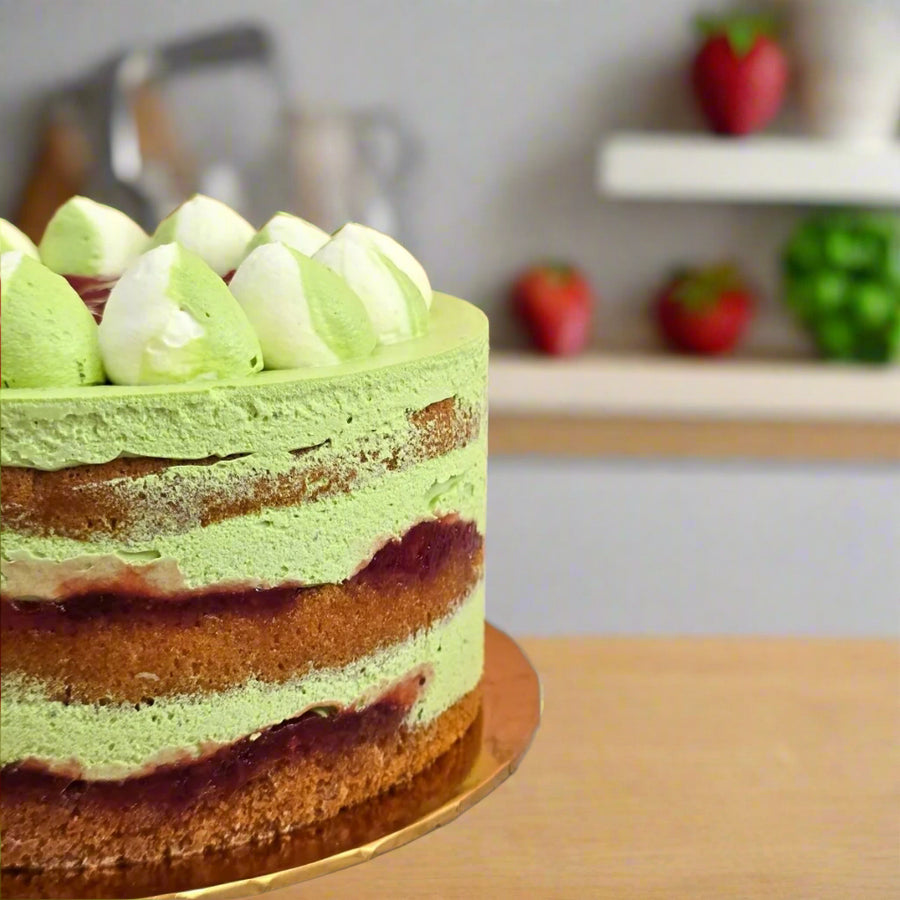Keto Ajisai Matcha Strawberry Cake 15cm (Sugar Free & Gluten Free) - Whole Cake (Available Daily) - SK Homemade Cakes