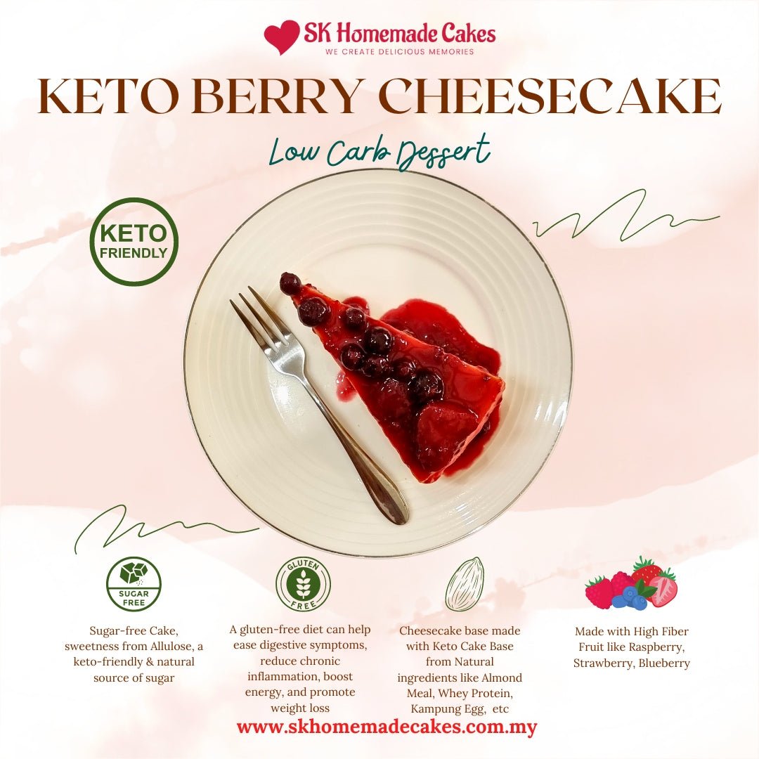 Keto Berry Cheesecake (Sugar Free & Gluten Free) - 15cm Whole Cake (Available Daily) - SK Homemade Cakes-Small 15cm--