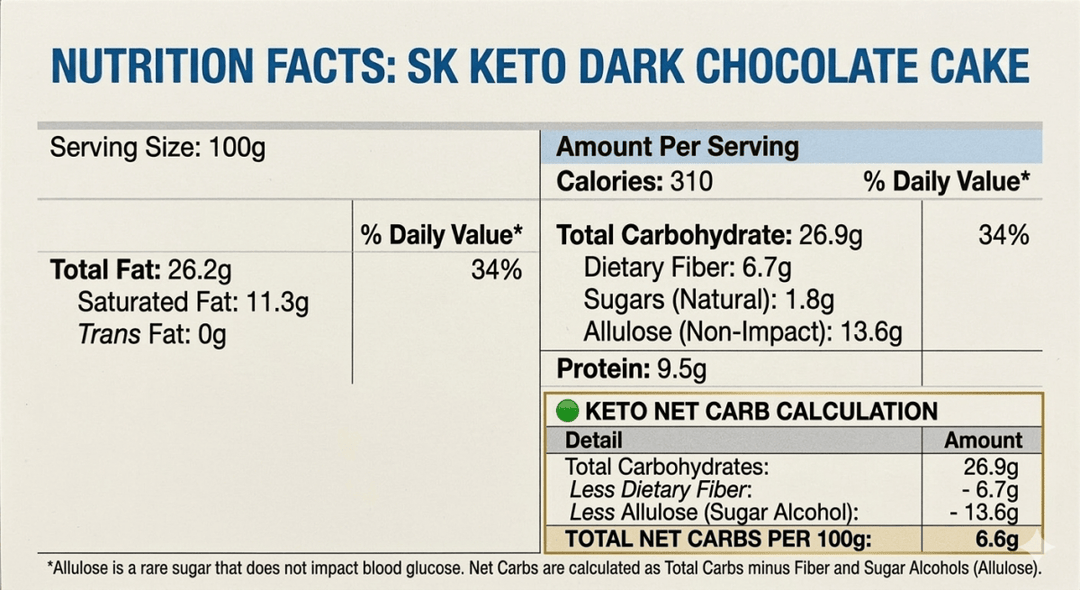 Keto Dark Chocolate Almond Cake (Sugar Free & Gluten Free) - Whole Cake (5 - days Pre - order) - SK Homemade Cakes