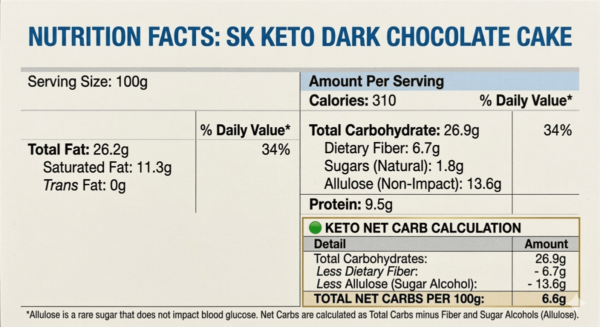 Keto Dark Chocolate Almond Cake (Sugar Free & Gluten Free) - Whole Cake (5 - days Pre - order) - SK Homemade Cakes