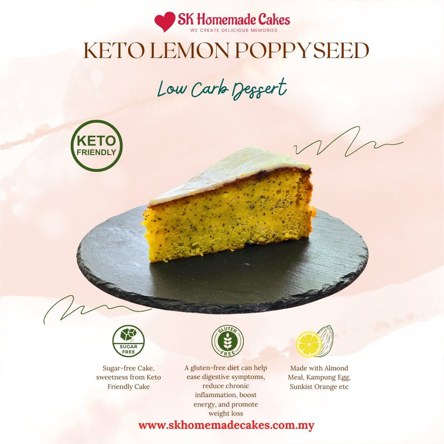 Keto Lemon Poppyseed Cake (Sugar Free & Gluten Free) - 1pc Slice Cake (Available Daily) - SK Homemade Cakes-1 Slice--
