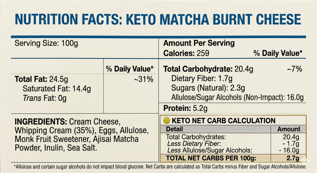 Keto Matcha Burnt Cheesecake (Sugar Free &amp; Gluten - Free) - Whole Cake (2days Pre - order) - SK Homemade Cakes