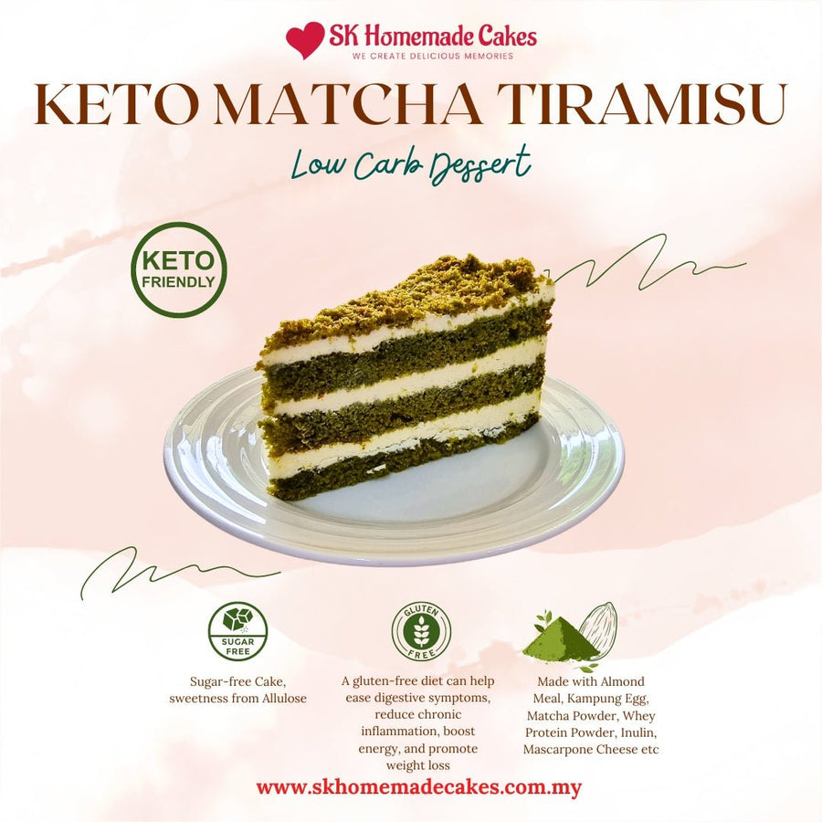 Keto Matcha Tiramisu Cake (Sugar Free & Gluten Free) - 1pc Slice Cake (Available Daily) - SK Homemade Cakes-1 Slice--