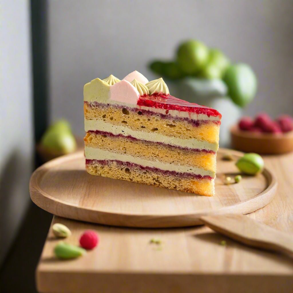 Keto Pistachio Raspberry Cake 1pc (Sugar Free & Gluten Free) - Slice Cake (Available Daily) - SK Homemade Cakes