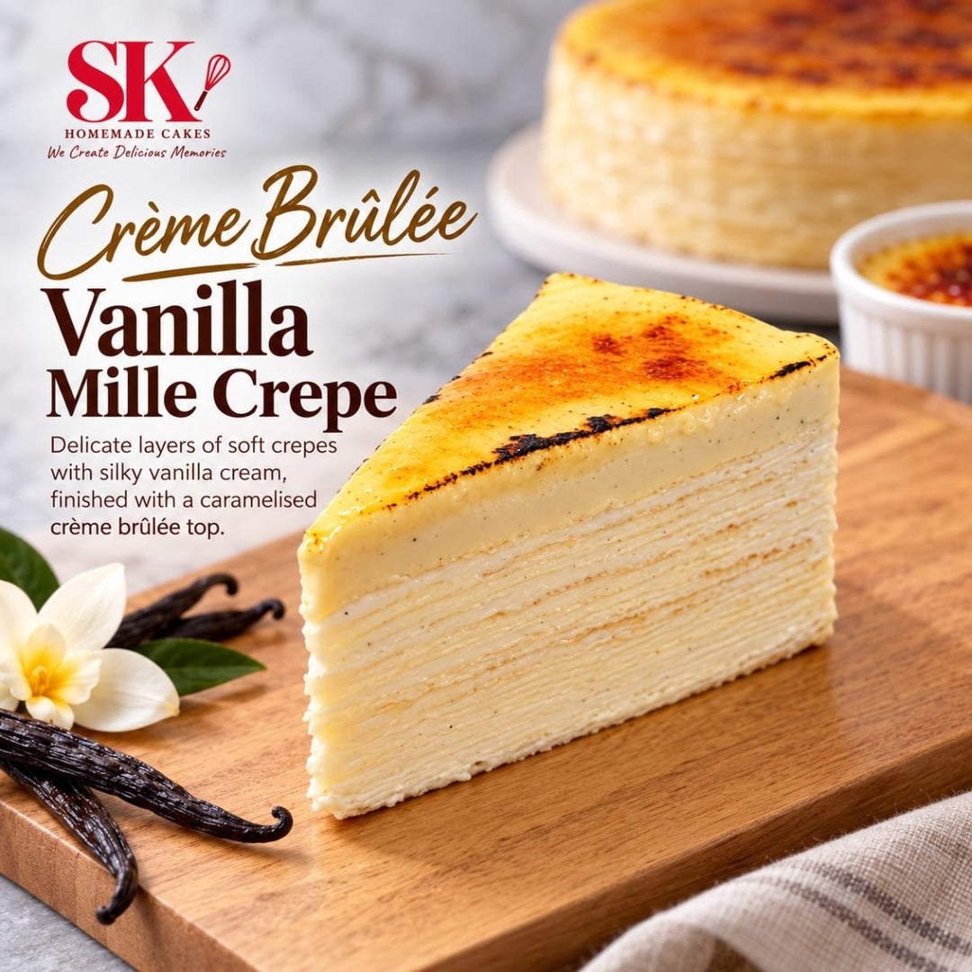 Madagascar Vanilla Creme Brûlée Mille Crepe - 1pc slice cake (Available Daily)
