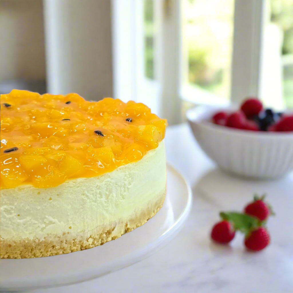 Mango Passion Fruit Cheesecake - Whole Cake (5 - days Pre - order) - SK Homemade Cakes