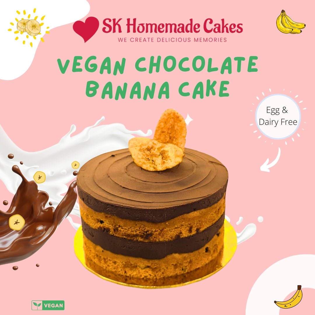 Vegan Chocolate Banana Cake - 20cm Whole Cake (Available Daily) - SK Homemade Cakes - Medium 20cm - 