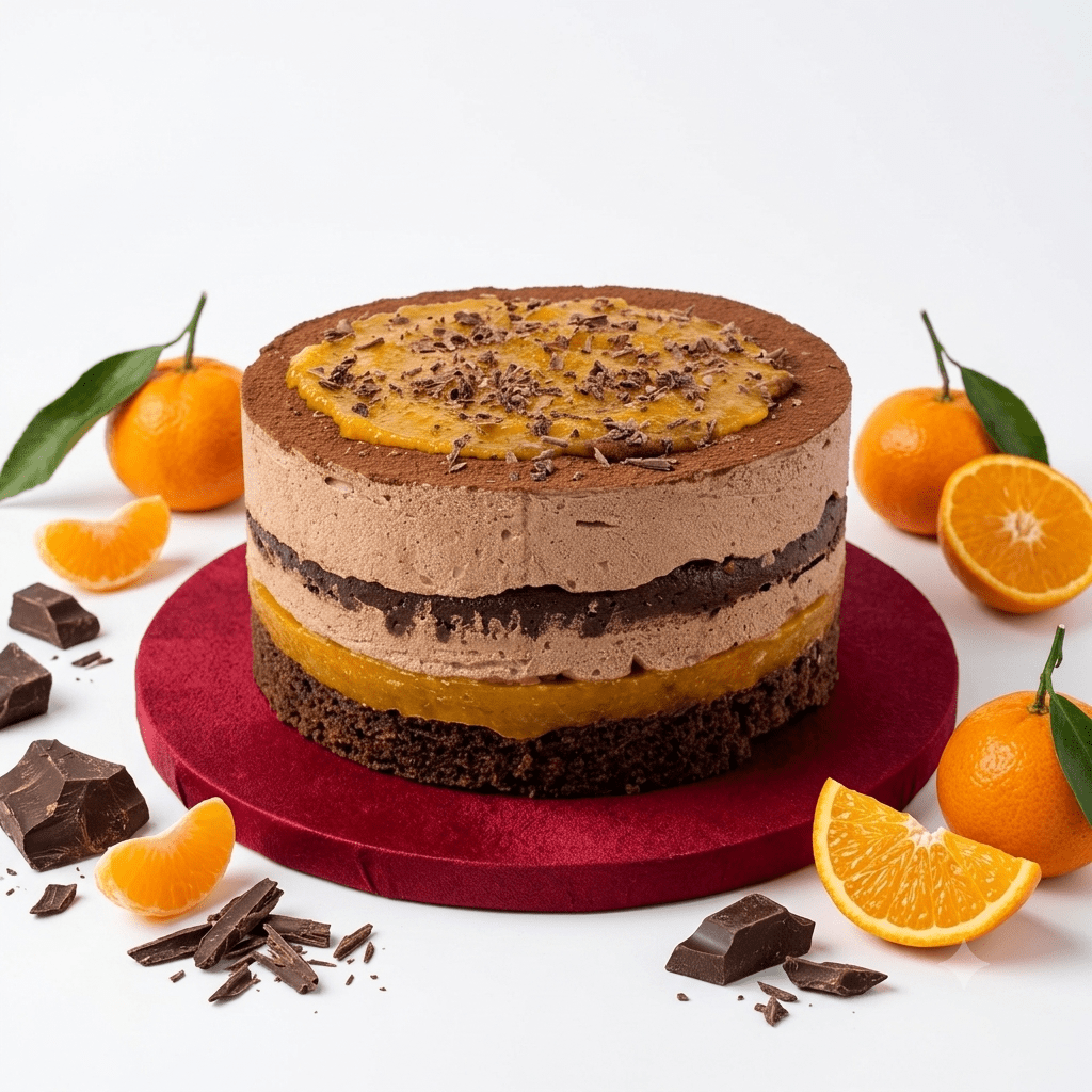 A Vegan Chocolate Orange Cake with chocolate Cake, choc cream, and orange pulp filling by SK Homemade Cakes.