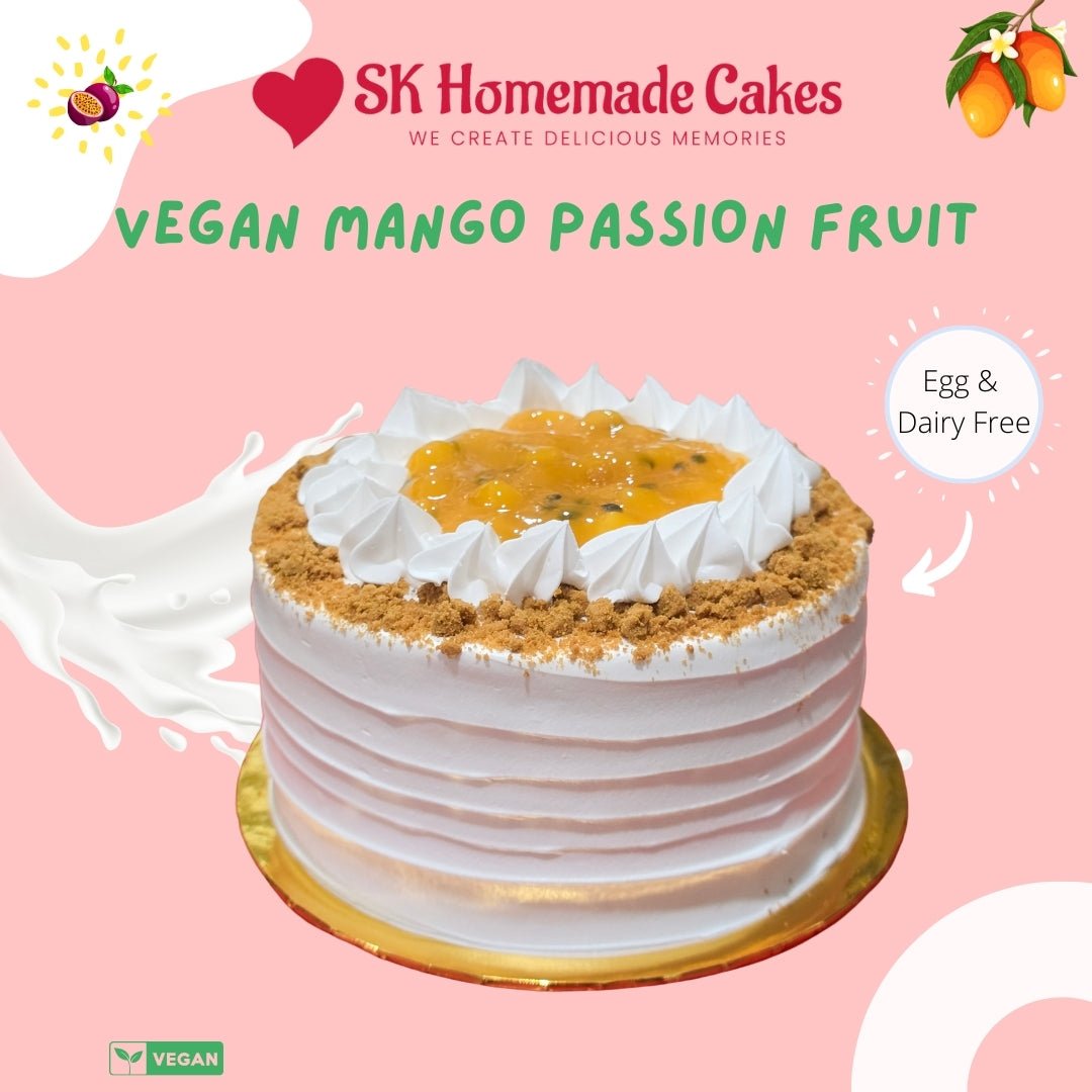 Vegan Mango Passionfruit Cake Slice - 1pc (Available Daily) - SK Homemade Cakes