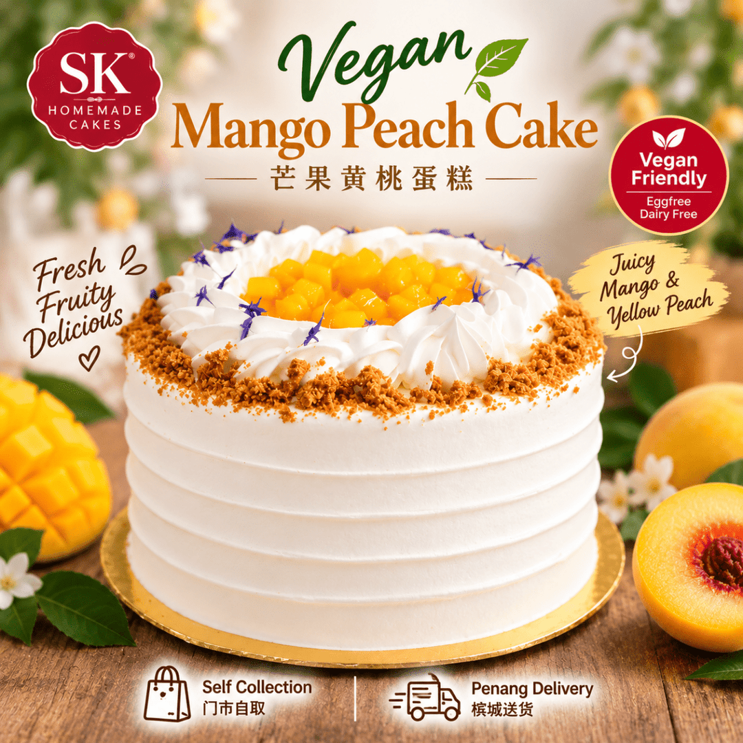 Vegan Mango Peach Cake - 15cm Whole Cake (Available Daily)