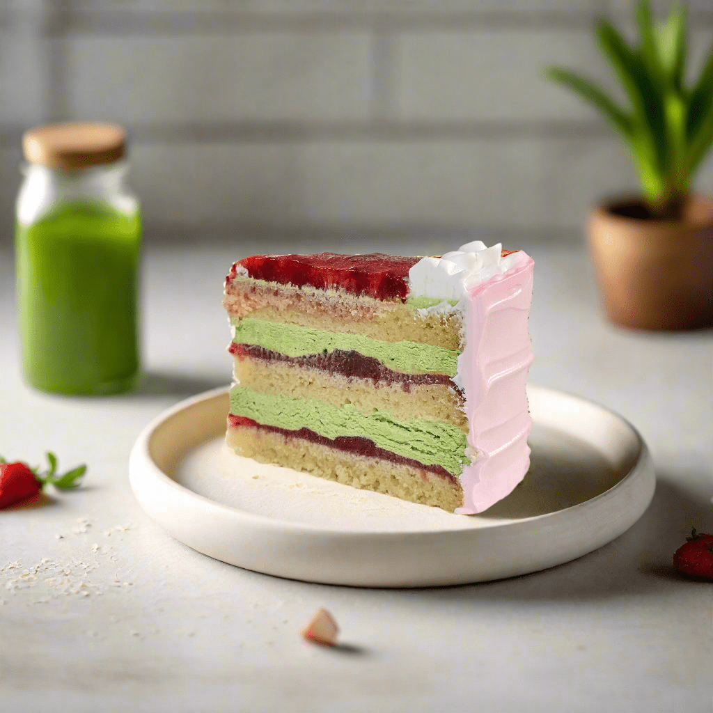 Vegan Matcha Strawberry Cake - Whole Cake (5 - days Pre - order) - SK Homemade Cakes