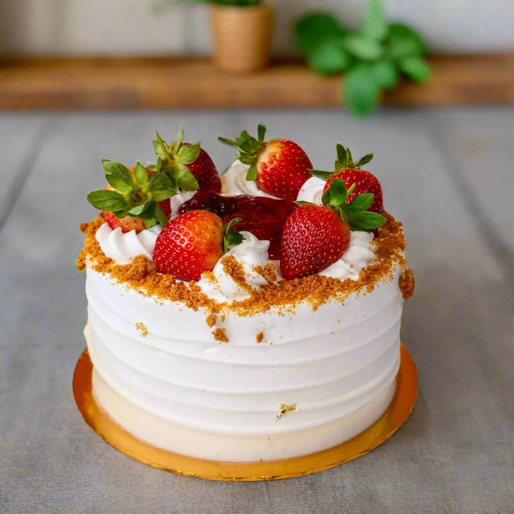 Vegan Strawberry Cake - 15cm Whole Cake (Available Daily) - SK Homemade Cakes