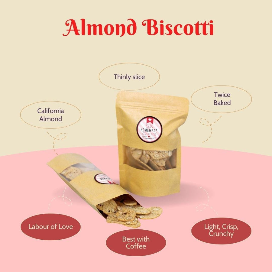 Almond Biscotti 110gm (Available Daily) - SK Homemade Cakes-1 packet 110gm +/---