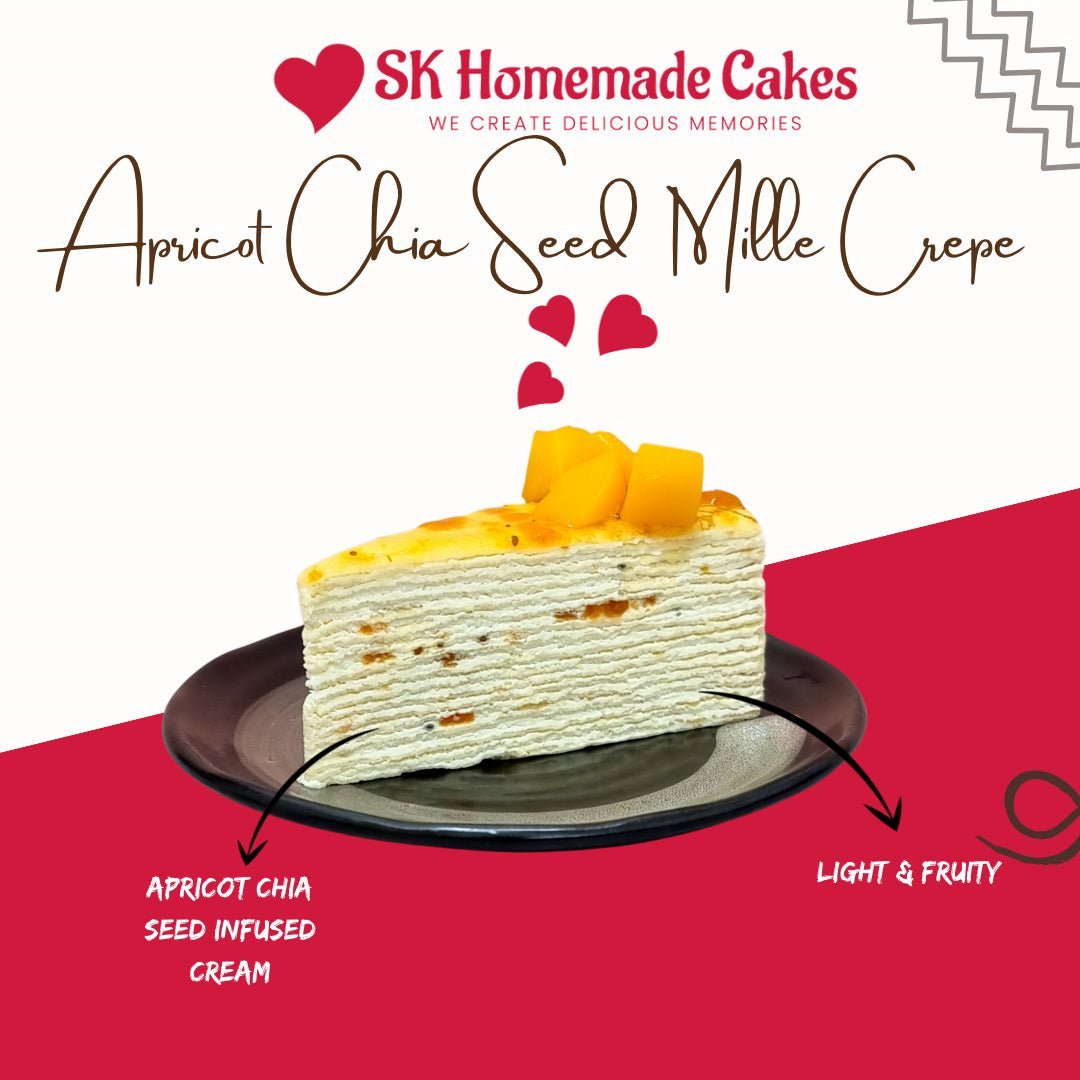 Apricot Chia Seed Mille Crepe - 15cm Whole Cake (Available Daily) - SK Homemade Cakes-Small 15cm--