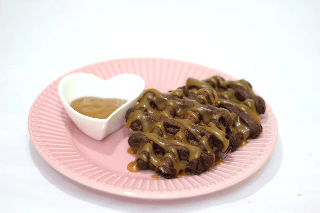 Belgian Choc Waffle with Signature Salted Caramel Sauce (Available Daily) - SK Homemade Cakes---