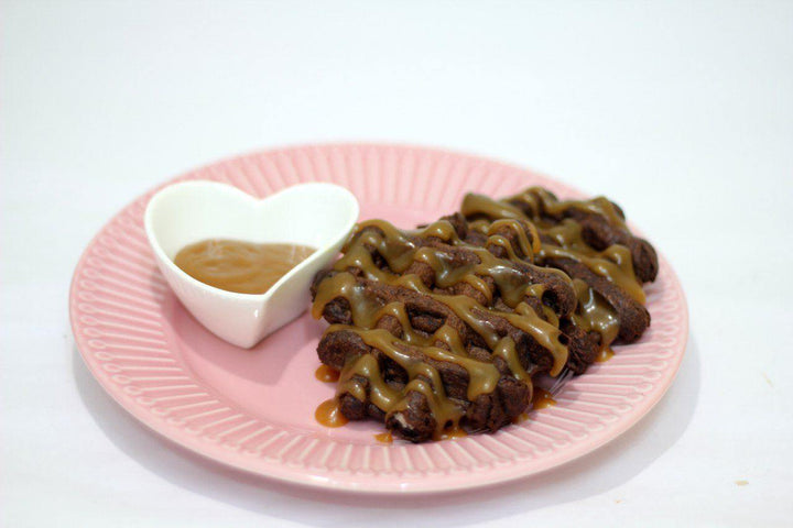 Belgian Choc Waffle with Signature Salted Caramel Sauce (Available Daily) - SK Homemade Cakes---
