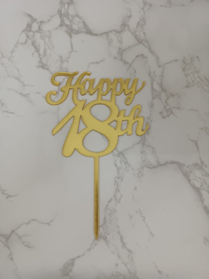 Cake Topper - Arcylic Happy Birthday - SK Homemade Cakes-Happy 18th--