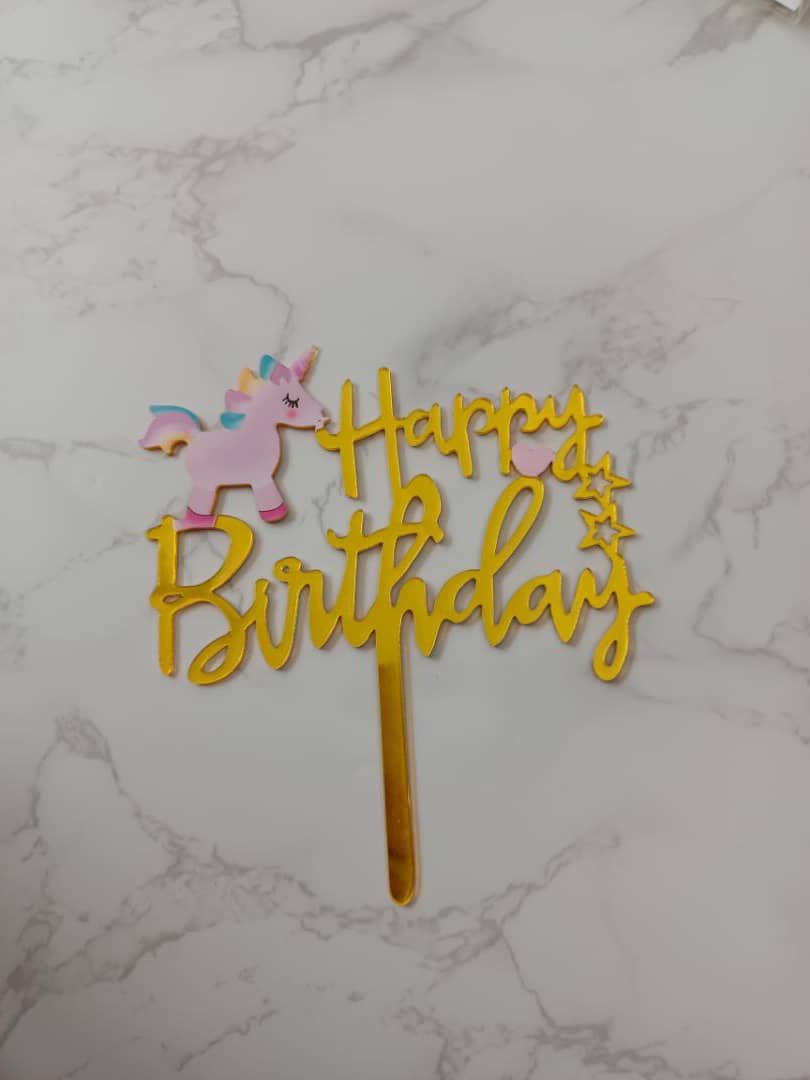 Cake Topper - Arcylic Happy Birthday - SK Homemade Cakes-Happy Birthday 12--
