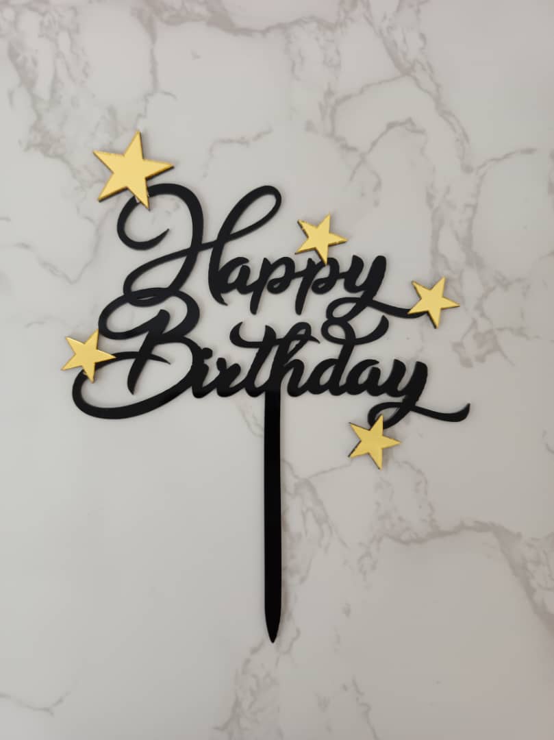 Cake Topper - Arcylic Happy Birthday - SK Homemade Cakes-Happy Birthday 14--
