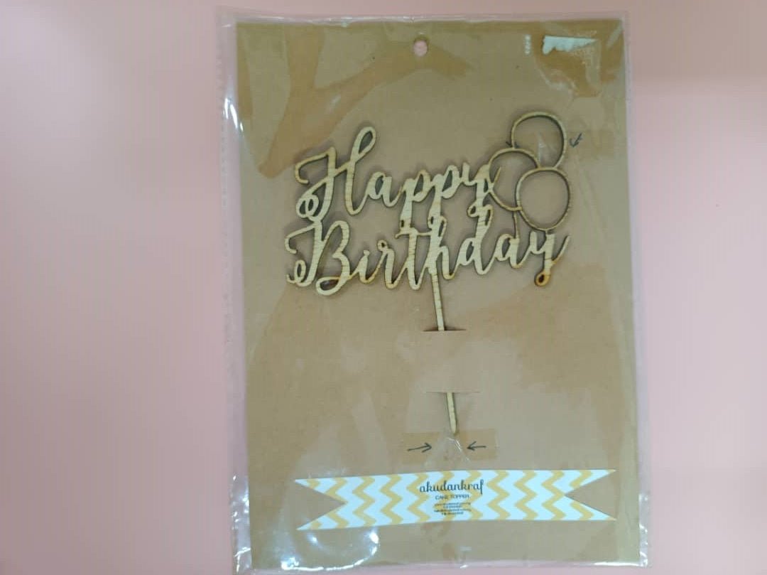 Cake Topper - Arcylic Happy Birthday - SK Homemade Cakes-Happy Birthday - Wood--