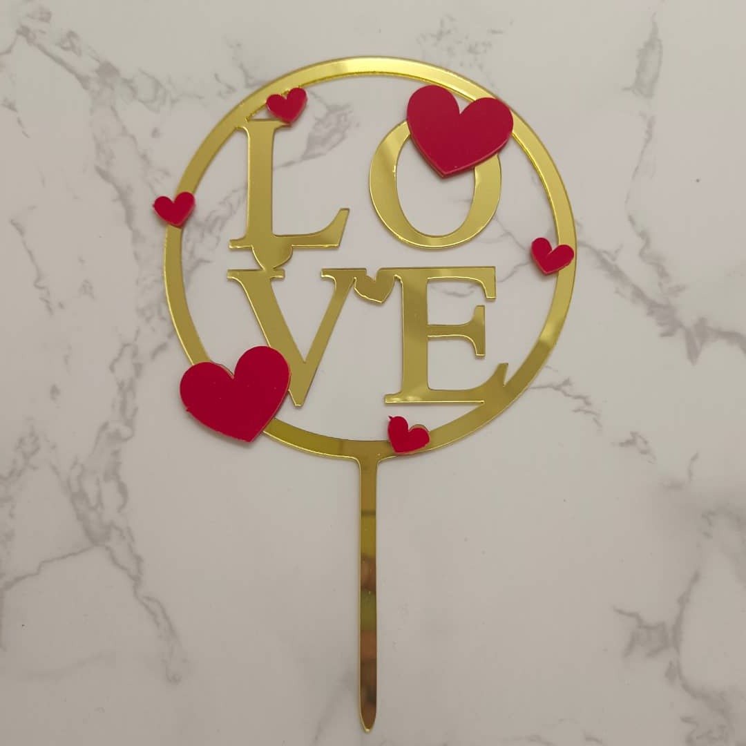 Cake Topper - Arcylic(Wedding, Anniversary, Love & Thank You) - SK Homemade Cakes-Love 3--