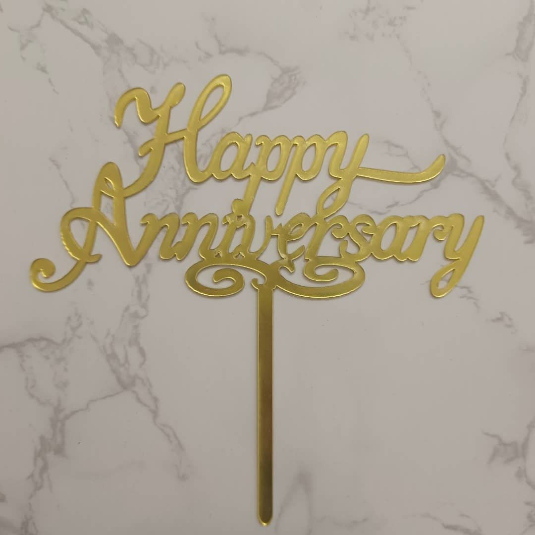 Cake Topper - Arcylic(Wedding, Anniversary, Love & Thank You) - SK Homemade Cakes-Happy Anniversary 3--