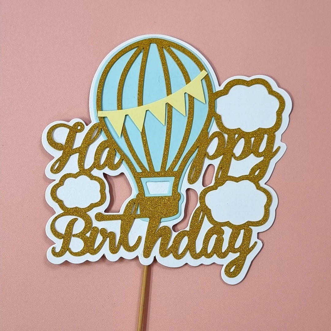Cake Topper - Paper - SK Homemade Cakes-Happy Birthday - Hot Air Balloon--