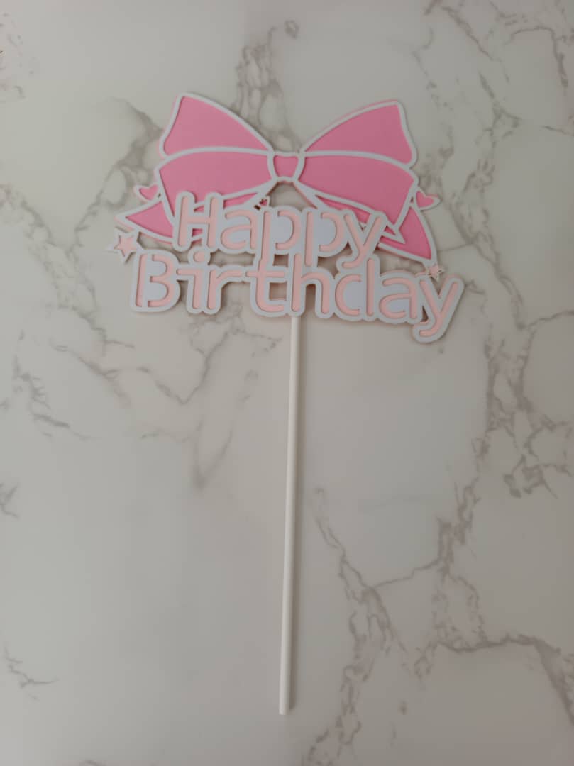 Cake Topper - Paper - SK Homemade Cakes-Happy Birthday - pink--