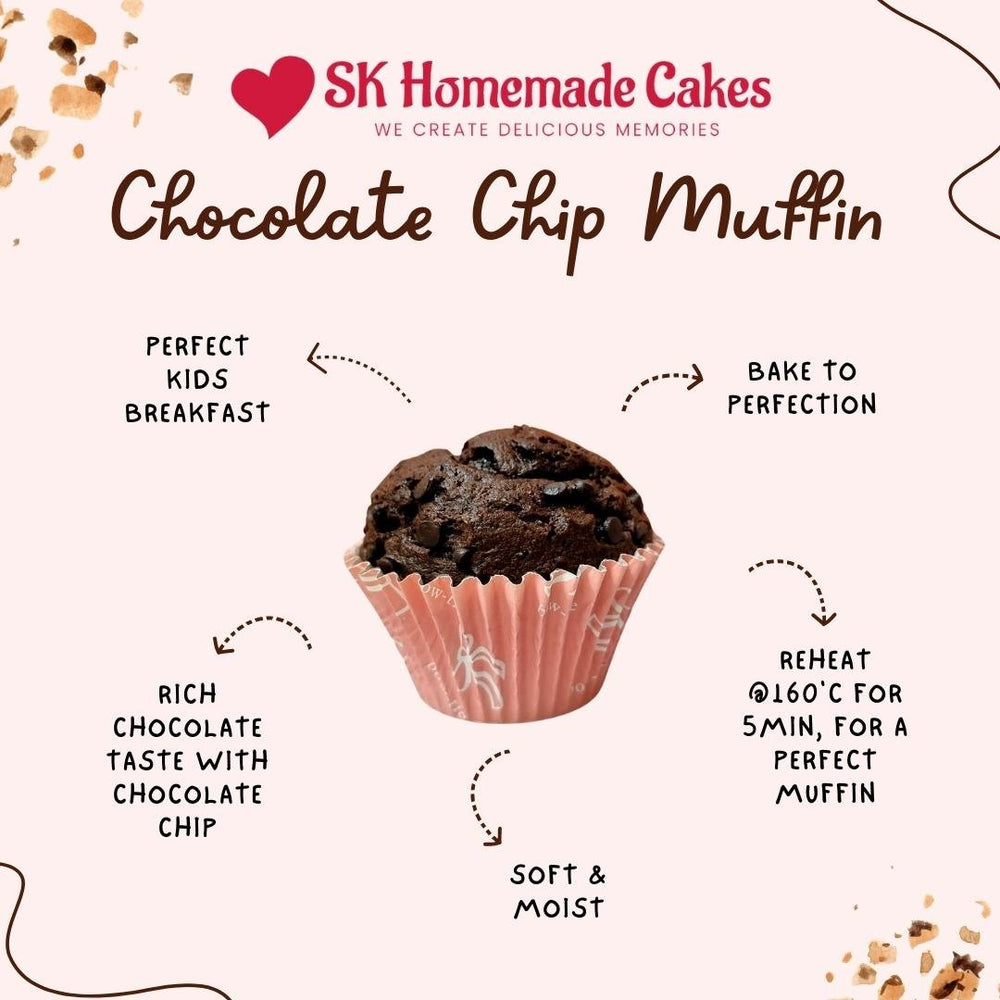 Chocolate Chip Muffins - (5-days Pre-order) - SK Homemade Cakes-9pc Large 95g+/---