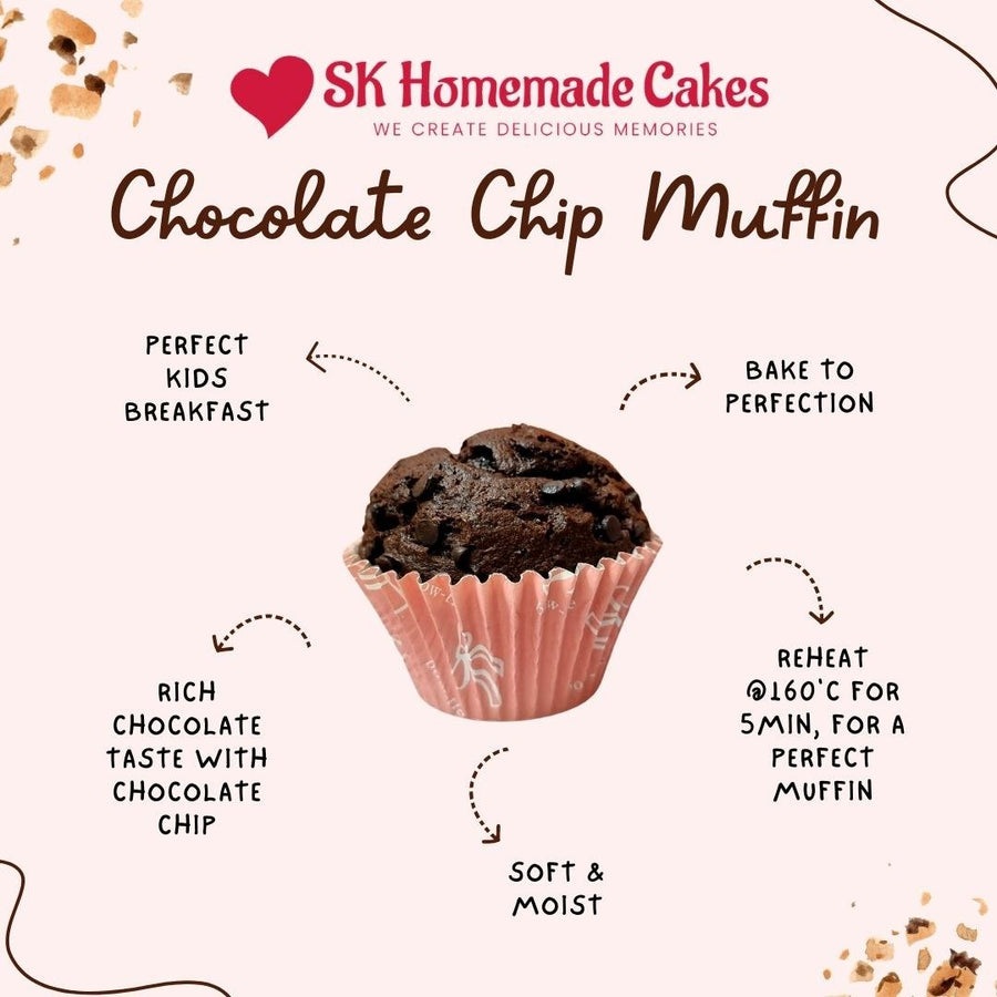Chocolate Chip Muffins - (Available Daily) - SK Homemade Cakes-2pc-Frozen-