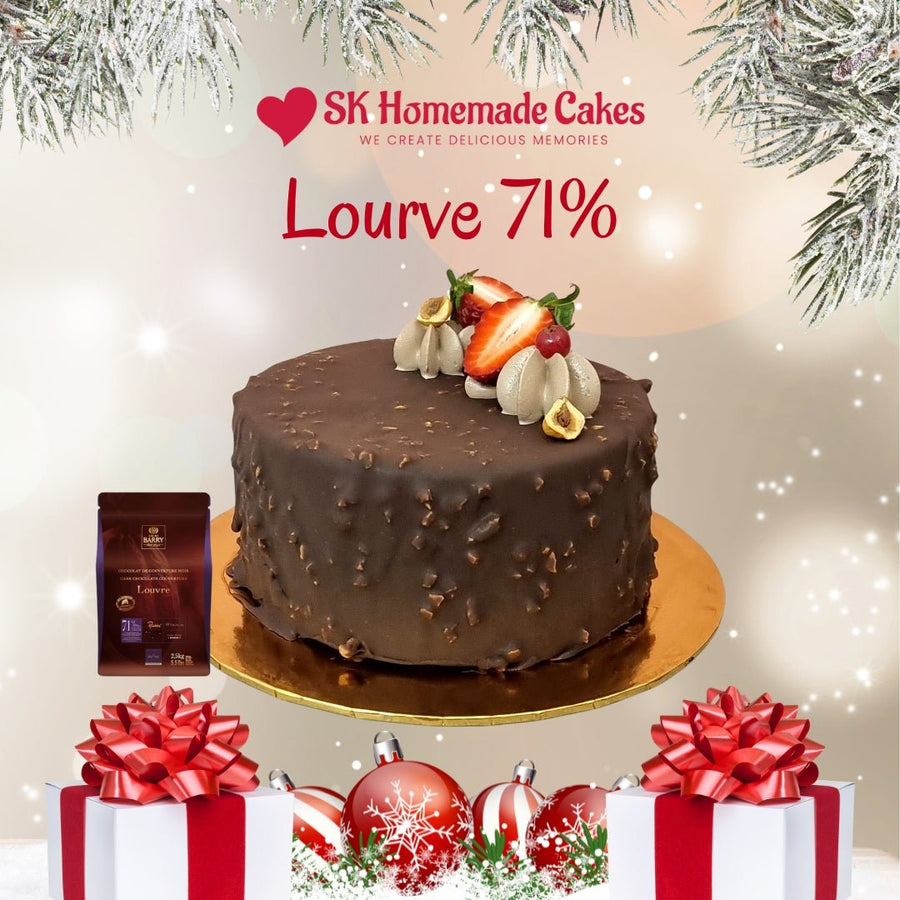 Christmas Lourve 71% Chocolate Cake - Whole Cake (Available Daily) - SK Homemade Cakes-Small 5"--