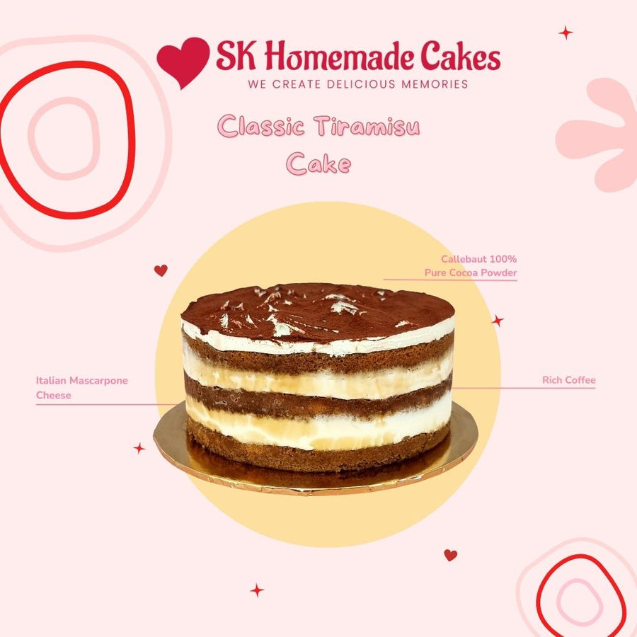 Classic Tiramisu Cake - Whole Cake (5-days Pre-order) - SK Homemade Cakes-Medium 20cm--