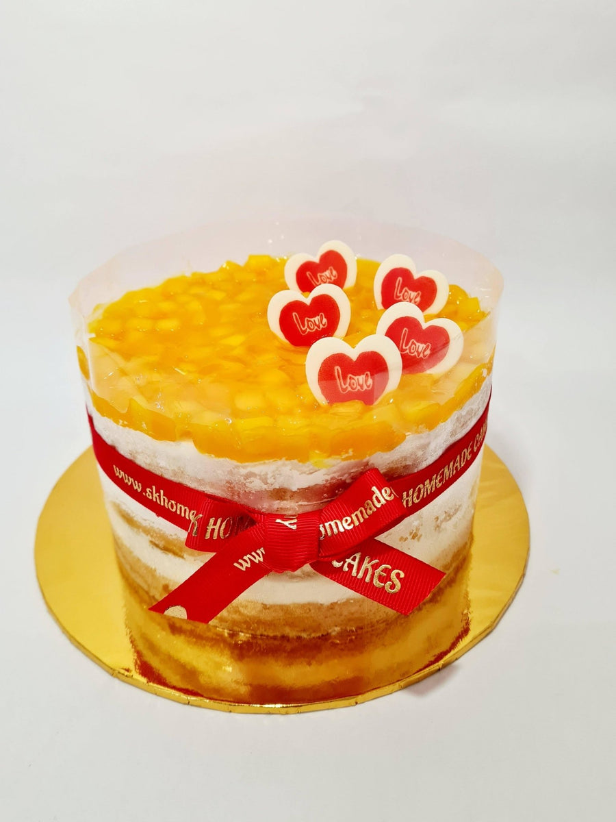 Eggless Mango Peach Cake - Whole Cake (5-days Pre-order) - SK Homemade Cakes-Small 15cm--