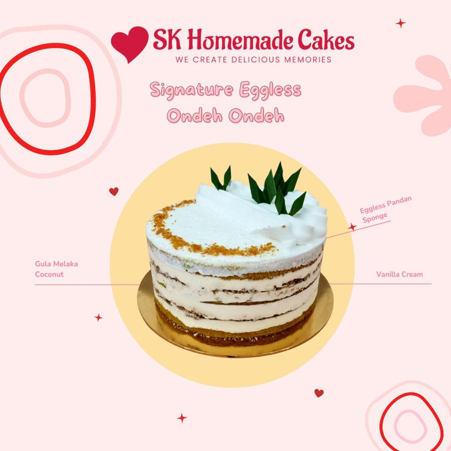 Eggless Pandan Coconut Cake - 20cm Whole Cake (Available Daily) - SK Homemade Cakes-Medium 20cm--