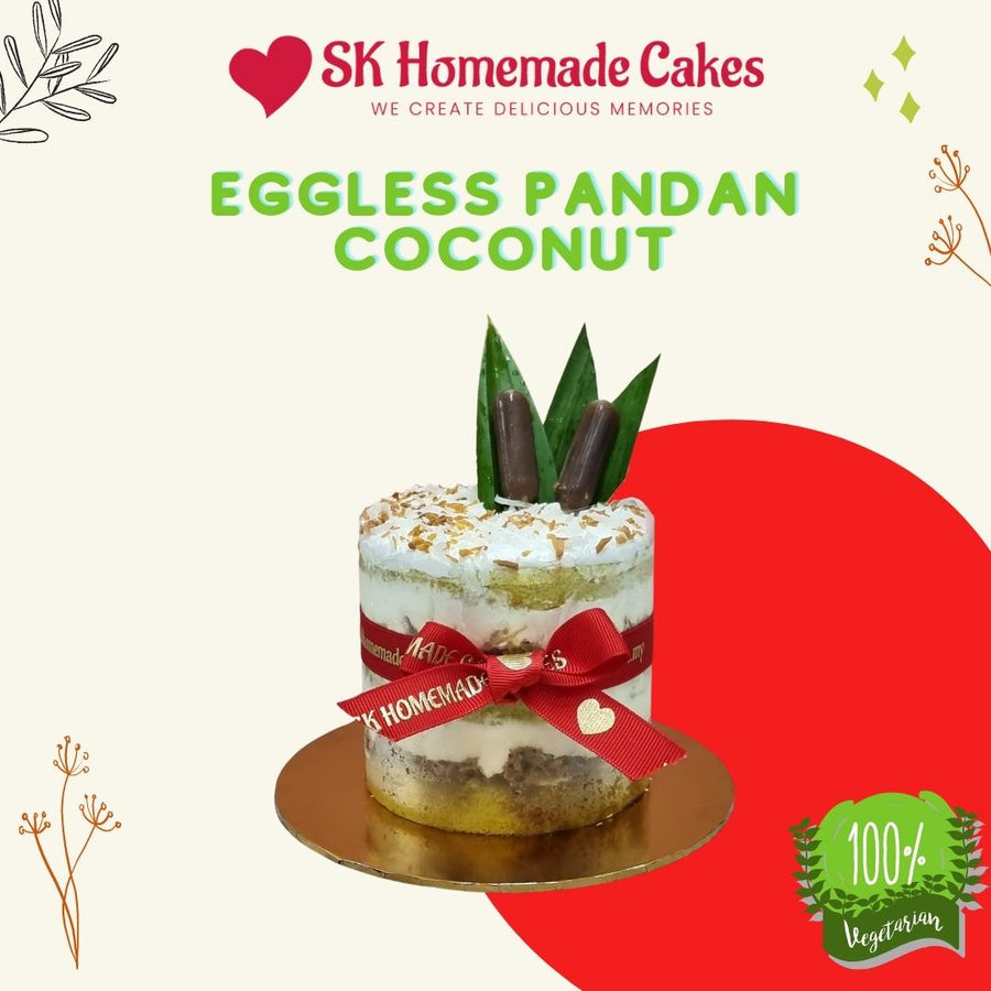 Eggless Pandan Coconut Cake - Whole Cake (Available Daily) - SK Homemade Cakes-Small 15cm--