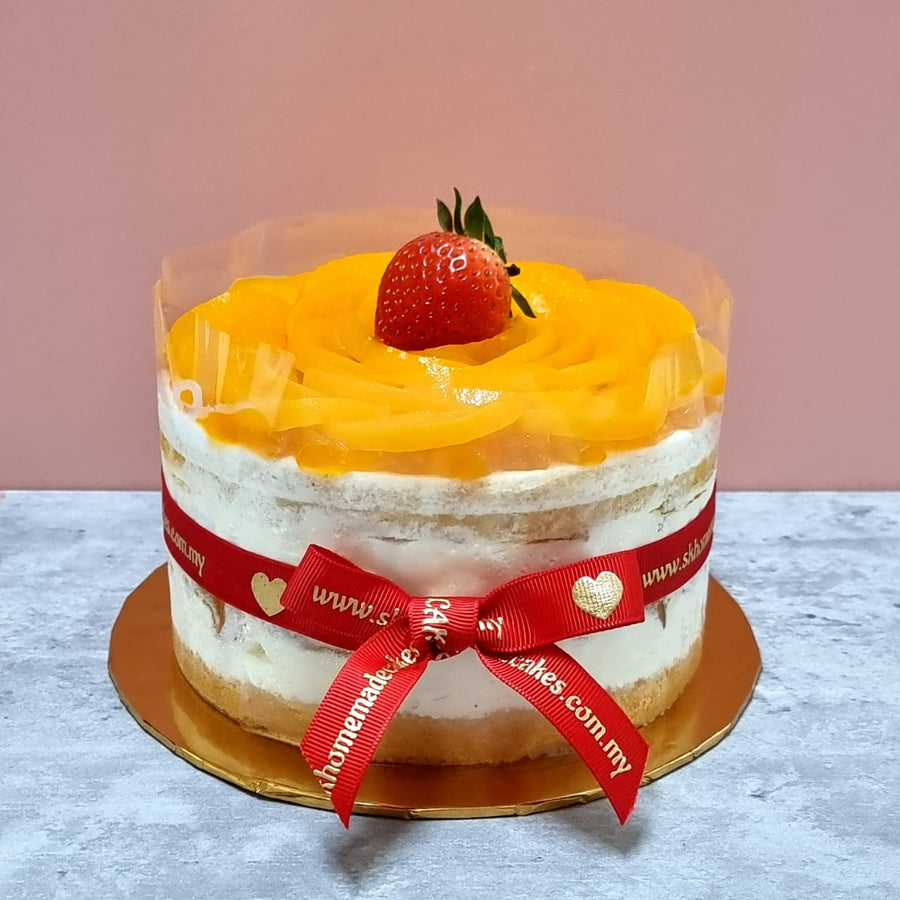 Eggless Peach Flan- Whole Cake (5-days Pre-order) - SK Homemade Cakes-Small 15cm--