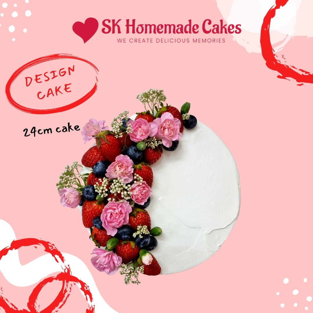 Flower + Fruit Design Cake - Design only without Cake (5 days pre-order) - SK Homemade Cakes-Medium 20cm--